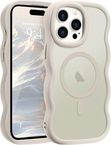 Vista 18 de Pepmune - Funda para iPhone 12 Pro Max con marco ondulado y estructura rígida, color mate claro, cubierta trasera unisex, compatible con Magsafe