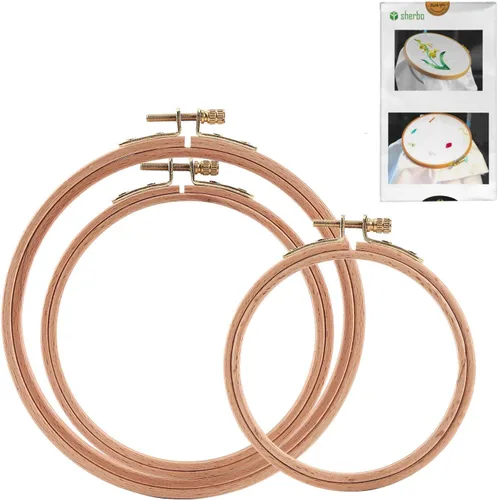 Vista 7 de Sherbo - Aros de madera para bordar, 7-9 pulgadas, 3 aros de punto de cruz de madera de haya