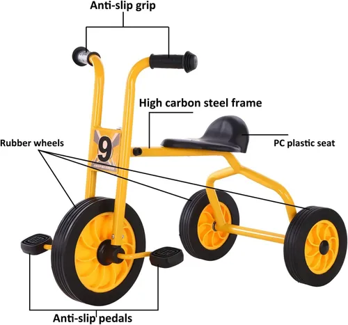 Vista 4 de Triciclo para niños pequeños de 3 a 6 años Bicicleta preescolar para niños (AMARILLO5108)