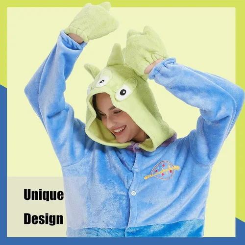 Vista 3 de Soptrise Christmas Halloween Unisex Onesie Pajamas Adults Cartoon Animal Cosplay Costume Jumpsuit Sleepwear