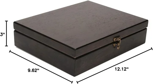 Vista 10 de Old World caja de tesoro de madera con pestillo de metal.