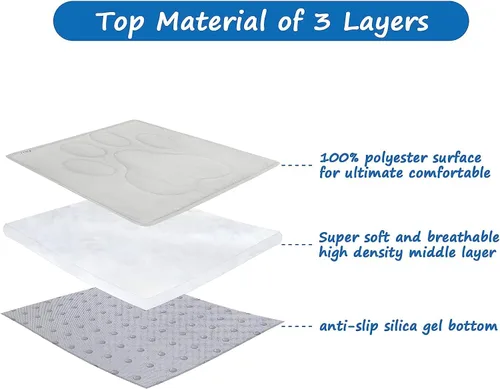 Vista 4 de Coldwind Almohadilla para jaula de perro (18 x 24 pulgadas) lavable con parte inferior antideslizante Alfombrillas para perros para dormir, Gris