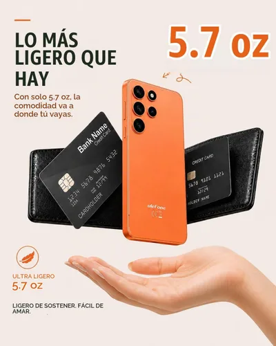 Vista 3 de Ulefone Nota 22 teléfono inteligente desbloqueado, 5" compacto Android 16 Naranja (Cosmic Orange)