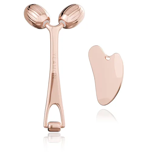 Vista 9 de Yeamon Gua Sha - Juego de herramientas faciales y rodillo facial, herramienta de masaje facial para la rutina de cuidado de la piel de las mujeres