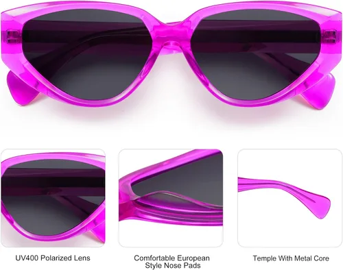 Vista 4 de SOJOS Gafas de sol polarizadas de moda ojo de gato para mujer, gafas de sol de moda Cateye SJ2295