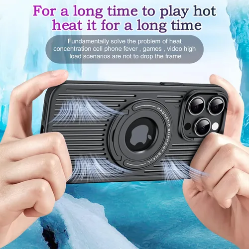 Vista 2 de Funda para iPhone 14 Pro con carga inalámbrica Magsafe, disipación de calor, soporte magnético, soporte invisible integrado y soporte de anillo