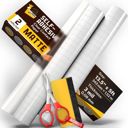 Vista 10 de Papel adhesivo transparente de 13.5 x 5 pies, rollo autoadhesivo multiusos para despegar y pegar