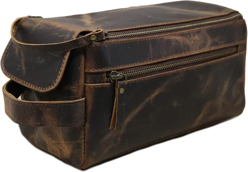 Vista 9 de jaald Neceser de cuero genuino negro de lujo para hombre, kit de ducha, bolsa de afeitado y aseo para viajes, padrinos de boda, regalo para hombres