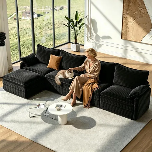 Vista 35 de Vesgantti Sofá de nube de 74 pulgadas para sala de estar, sofá modular de 2 plazas, sofá modular de pana de doble cojín, sofás pequeños de pana