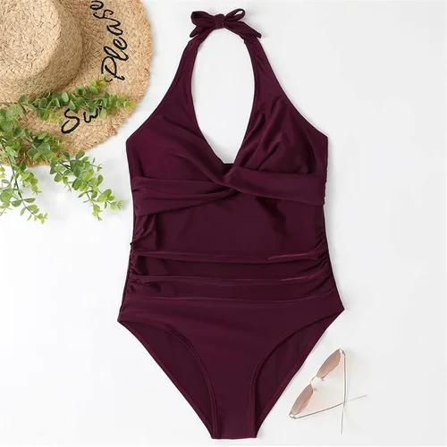 Vista 6 de Bikini de una pieza para mujer, con cuello en V profundo, espalda baja, floral, traje de baño sexy para la playa
