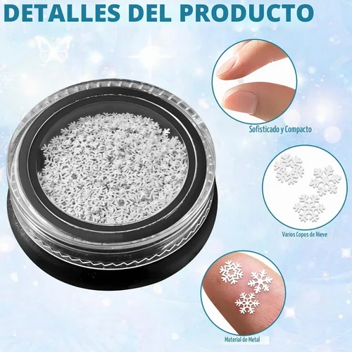 Vista 2 de 300 piezas de mini copos de nieve de invierno para Navidad, pequeños dijes de copo de nieve, mini adornos de copos de nieve de metal