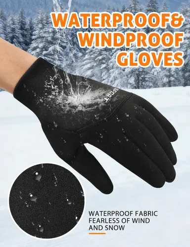 Vista 2 de AURUZA Guantes de invierno para hombres, guantes de ciclismo resistentes al viento para clima frío para hombres, guantes de correr al aire libre
