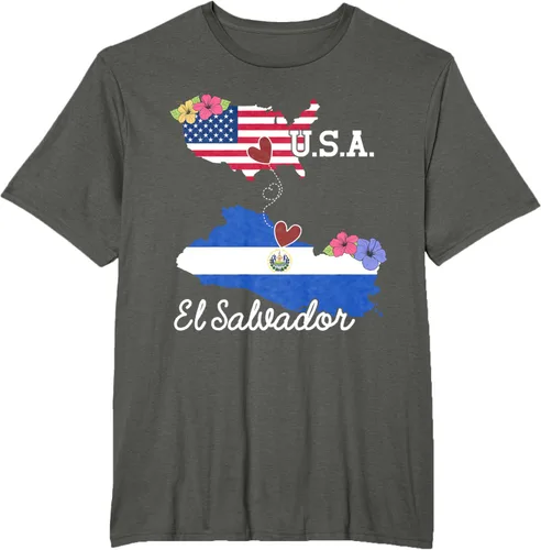Vista 4 de Camiseta con la bandera salvadoreña de El Salvador de Estados Unidos para mujeres y hombres