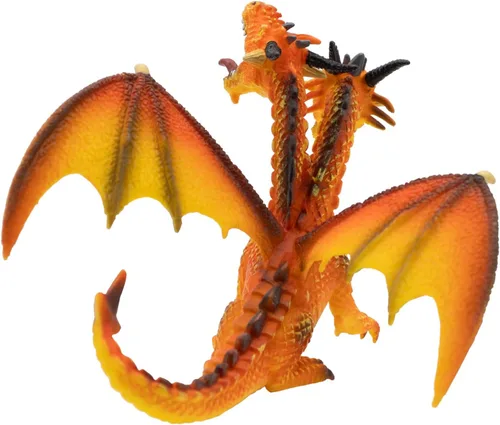 Vista 4 de Bullyland Figura de acción de dragón con dos cabezas en naranja