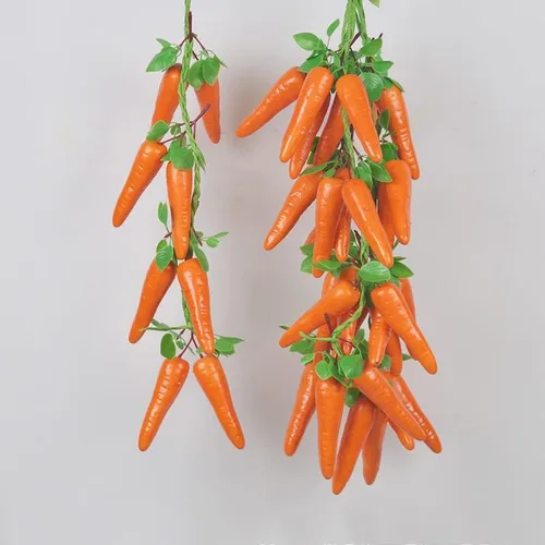 Vista 2 de Adornos colgantes de zanahoria de Pascua, mini zanahorias de Pascua artificiales, colgante para decoración de manualidades en el hogar, fiesta