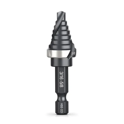 Vista 9 de THINKWORK Broca de paso de cobalto M35 con flauta en espiral, broca de paso HSS de tamaño único de 1/2", brocas de paso de tamaño pequeño EDC