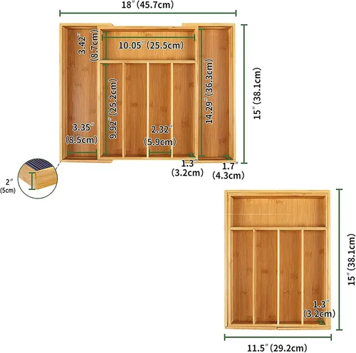 Vista 6 de Utoplike 4 piezas de bambú para cajones de cocina y cubiertos
