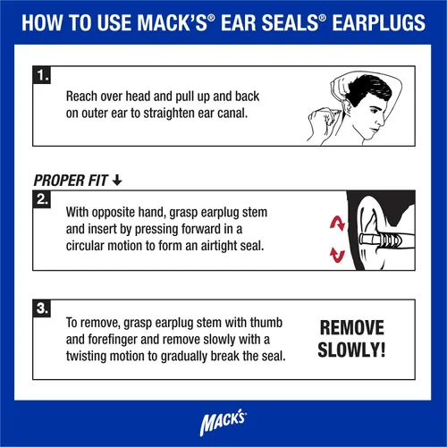Vista 6 de Mack's Tapones para los oídos, 1 par con cable desmontable, 26 db de alto NRR, cómodos tapones para los oídos con reducción de ruido para disparos