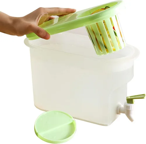 Vista 8 de Dispensador de bebidas de plástico, refrigerador de conservación sellada de polipropileno de 3.9 L, recipiente de té con leche helada, limonada