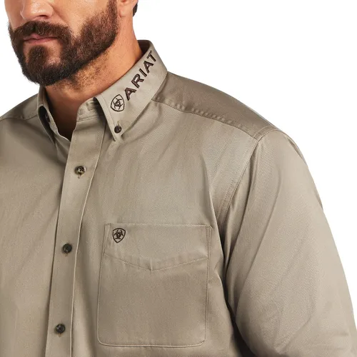 Vista 3 de ARIAT Camisa de sarga con logotipo del equipo para hombre Negro