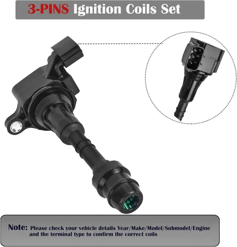 Vista 4 de Juego de 6 bobinas de encendido para Nissan 350Z Infiniti FX35 G35 M35 M35 V6 3.5 paquetes de bobinas de repuesto # UF401, 22448AL61C