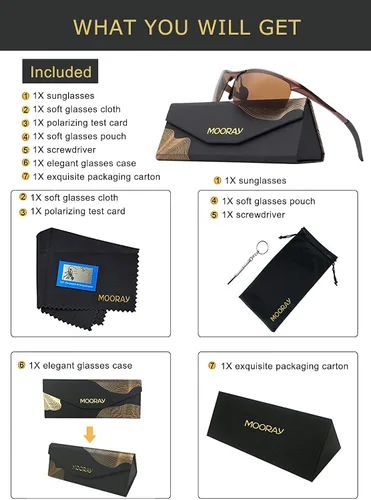 Vista 4 de MOORAY - Lentes de sol polarizados para hombre, protección frente a radiación UV, lentes de sol de moda para hombre, para pesca