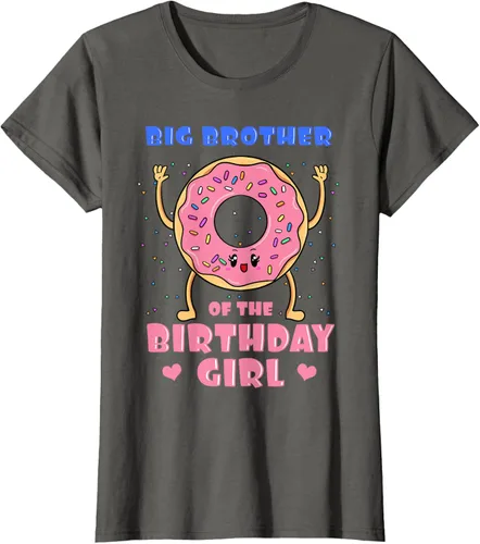 Vista 9 de Big Brother Of The Birthday Girl Donut Bday Party Bro Sib Camiseta, Negro, S