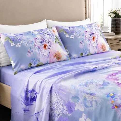 Vista 9 de YIYEA Juego de sábanas individuales, sábanas de hotel de calidad de 1800 hilos de microfibra doble cepillada con flores para cama individual, extra