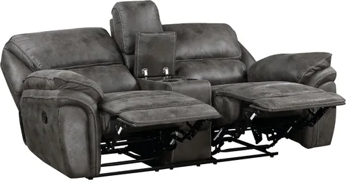 Vista 31 de Lexicon Sofá reclinable doble manual, sofá reclinable de pared de microfibra pulida para comodidad de la sala de estar, asientos de espuma sobre