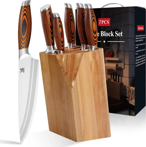 Vista 13 de MSY BIGSUNNY Juego de cuchillos de cocina de 5 piezas, cuchillo de cocina profesional alemán de acero inoxidable, serie Tang