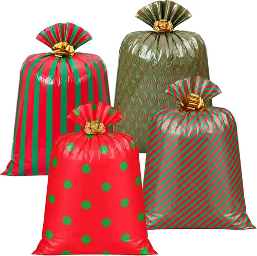 Vista 15 de Fulmoon - 4 bolsas de regalo jumbo de 48 pulgadas, grande, negro dorado
