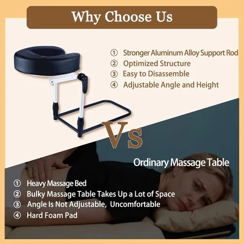 Vista 9 de Reposacabezas de masaje para cama en casa, almohada ajustable para cama, almohada boca abajo después de cirugía ocular, almohada de masaje portátil