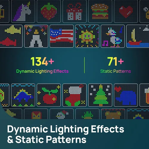 Vista 2 de Linkind - Cortina de luces inteligentes – Control de aplicación, pantalla GIF con patrón AI, funciona con Alexa Google Home, 400 luces LED que