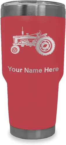 Vista 40 de LaserGram Vaso aislado al vacío de 20 onzas, Old Farm Tractor, grabado personalizado incluido (negro)