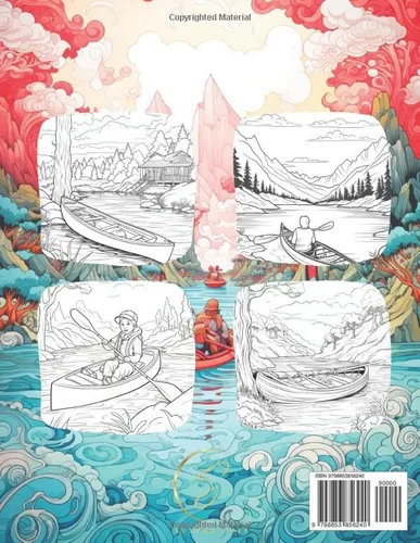 Vista 2 de Kayaking Coloring Book Beautiful River Kayak Scenes Coloring Book for Kids and Adults 5+