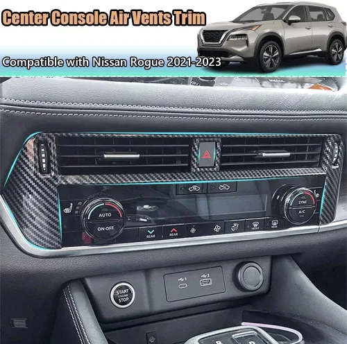 Vista 2 de Accesorios interiores personalizados para Nissan Rogue 2021 2022 2023, cubierta de salida de aire acondicionado ABS, cubierta de marco, cubierta