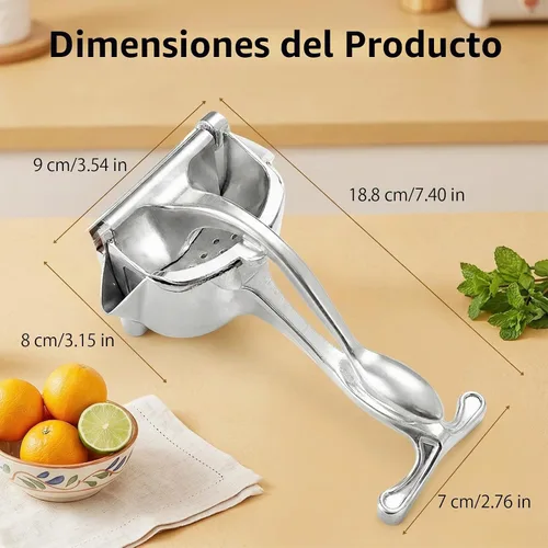 Vista 7 de Exprimidor manual de hierro fundido resistente, exprimidor de jugo de frutas de acero inoxidable para limón y naranja, exprimidor de prensa de 1