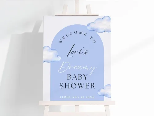 Vista 8 de Letrero de bienvenida para baby shower, decoración de baby shower de Little Cutie - Letrero personalizado para baby shower con texto en inglés "A
