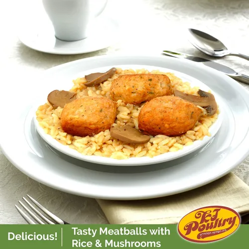 Vista 4 de Kosher Mre - Comidas de carne listas para comer, variedad de bolas de carne de pollo, pechuga de pollo rellena, pollo Chow Mein (paquete de 3)