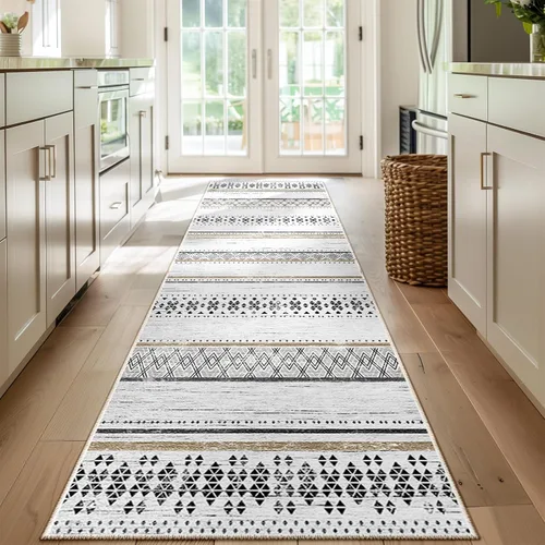 Vista 23 de BESTSWEETIE Alfombras de área de 2 x 3 pies para sala de estar, lavables, marroquíes, rústicas, geométricas neutrales, de pelo bajo