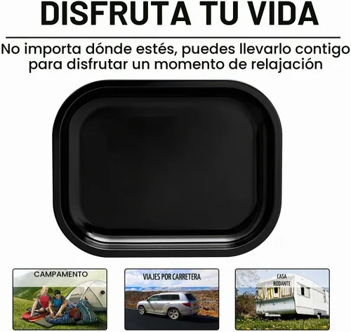 Vista 2 de Bandeja de metal con ruedas (negro, 7" x 5.5")