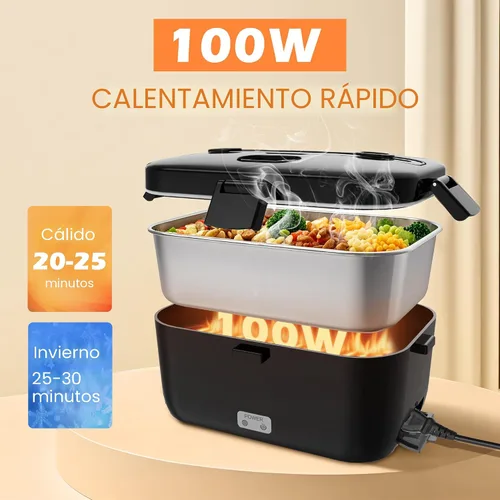 Vista 2 de COZYEXPERT Lonchera Eléctrica Portátil Calentadora de Alimentos 100W 1.8L Calentador de Alimentos Portátil para Adultos 12V/24V/110-230V para Negro