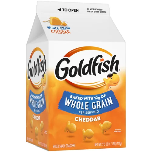 Vista 13 de Goldfish Galletas de queso cheddar, horneadas con grano entero, caja de 27.3 onzas