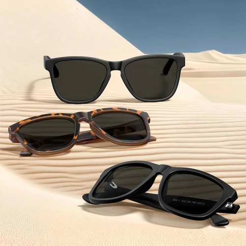 Vista 5 de STGATN Lentes de sol polarizados cuadrados para hombre, 2 paquetes en 2 estilos, marcos TR90 mate, protección UV400, antideslizantes