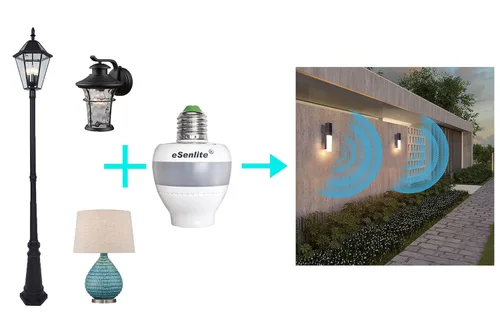 Vista 5 de Adaptador de enchufe de luz con sensor de movimiento de radar inteligente, complemento atornillado E26/E27, del atardecer al amanecer, radar