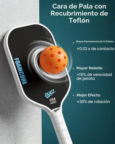 Vista 6 de Paleta de pickleball - Pala de pickleball de fibra de carbono - Pala de rendimiento 100% con núcleo de espuma