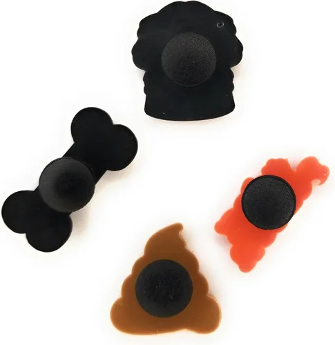 Vista 3 de WorkedLikeACharm - 4 dijes para zapatos de perro Golden Retriever Bone Poop Emoji para zuecos y zapatos, decoración de regalo, PVC impermeable, No