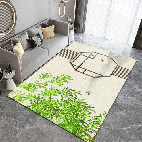 Vista 9 de Alfombra minimalista de lujo con diseño geométrico para sala de estar, alfombra moderna con estampado de mármol rosa dorado, alfombra rectangular