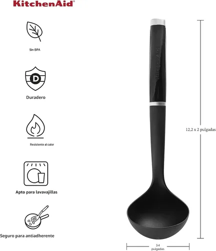Vista 2 de KitchenAid - Cucharón de sopa clásico, tamaño único, negro 2 (paquete de 12)