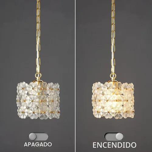 Vista 6 de Lámpara colgante de cristal, lámpara de techo colgante ajustable dorada moderna para isla de cocina, comedor, sala de estar, dormitorio
